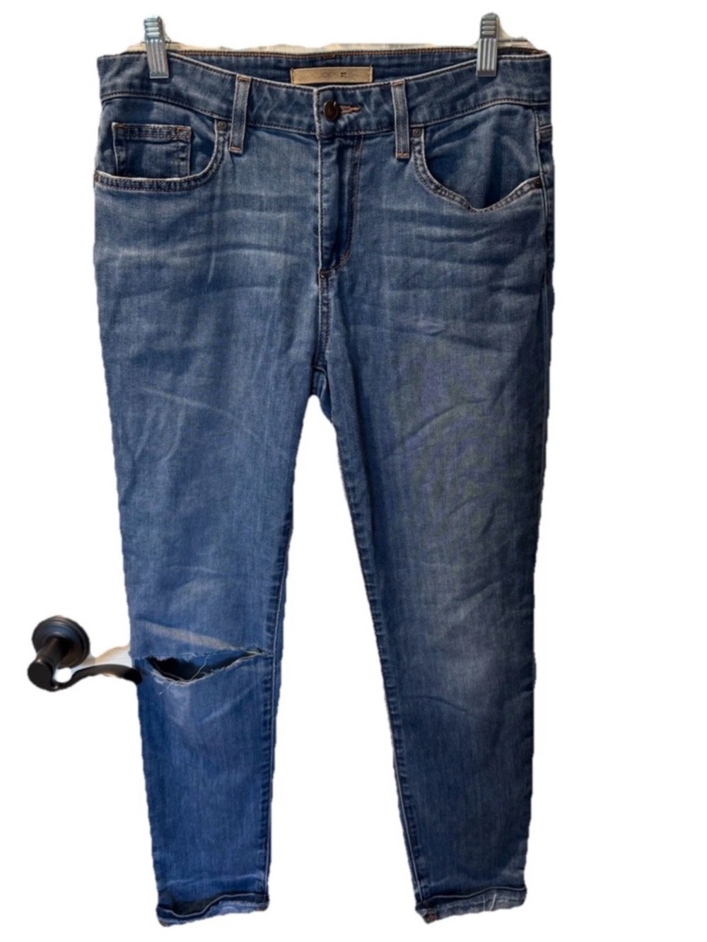 Joe’s Jeans Women’s Callie Size 29 Soft Knee Rip Fringe Cuff Bottom Relaxed Fit